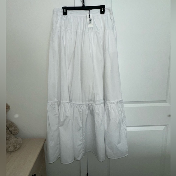 American Tall Maxi Skirt XL Tall White Tiered High Rise Long Skirt NWT - Picture 4 of 7